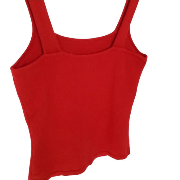 INC Blouse Tee Women's Small 100% Cashmere Red Top Sleeveless Beeds Detail Strap - Picture 7 of 12